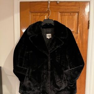 UGG Women's Black Faux Fur Jacket Size L
